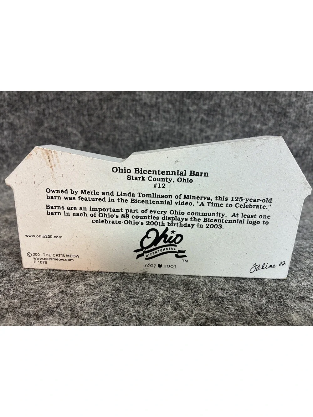 2 Ohio Bicentennial Barn Wooden Collectible 2003 Cats Meow
